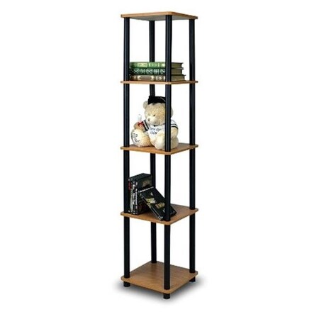 Highkey Turn-N-Tube 5-Tier Corner Square Rack Display Shelf; Light Cherry & Black - 57.7 x 11.6 x 11.6 in. LR93514
